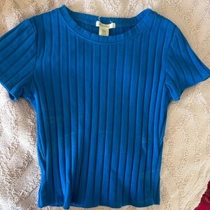Bozzolo Vibrant Blue Ribbed Tee